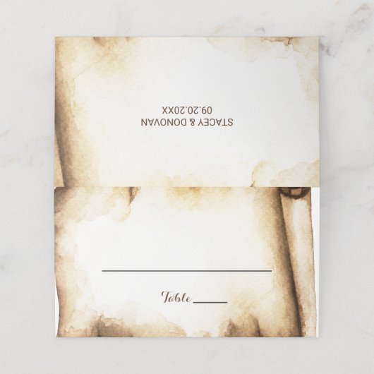 紙スクロール素朴カントリー結婚式座席表 プレイスカード (外部開封)