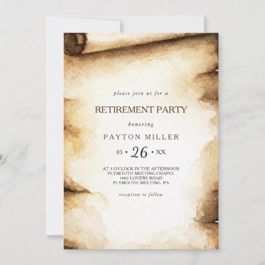 紙スクロール素朴国の退職パーティー 招待状 (正面)