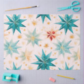 紙スノーフレークススターズブルーピンク金ゴールドクリスマス 薄葉紙 (クラフト)