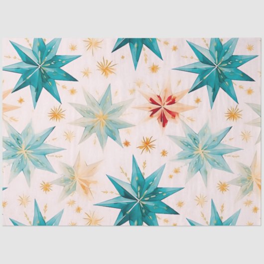 紙スノーフレークススターズブルーピンク金ゴールドクリスマス 薄葉紙 (正面)