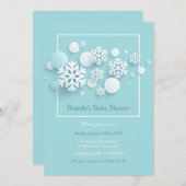紙スノーフレーク赤ちゃんシャワーブルー招待状 招待状 (正面/裏面)