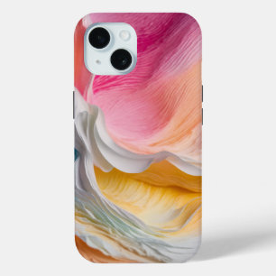 紙スプラッシュの鮮やかなグラデーション(白) iPhone 15ケース