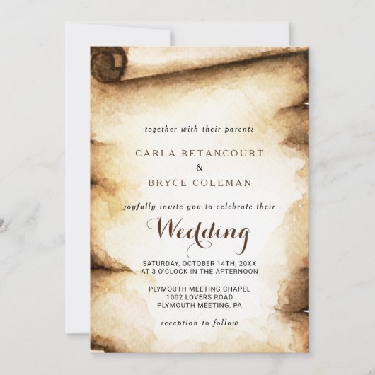 紙ス素朴クロール国の結婚式 招待状 (正面)