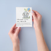 紙ゾウ男の子の赤ちゃんシャワー青ありがとう チラシ (手)