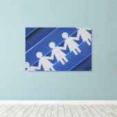 紙チェーン人形のクローズアップ キャンバスプリント (インサイチュ (ウッドフロア))