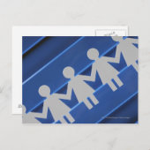 紙チェーン人形のクローズアップ ポストカード (正面/裏面)