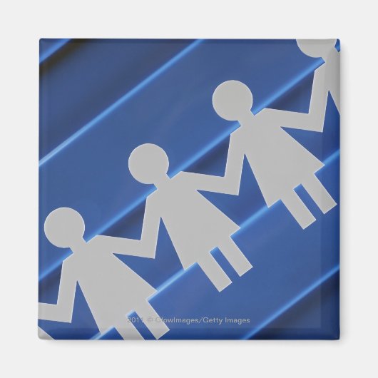 紙チェーン人形のクローズアップ マグネット (正面)