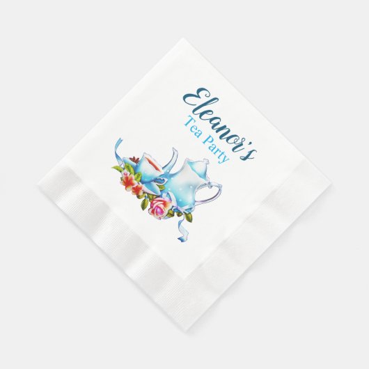 紙ティーパーソナライズされたパーティーナプキンスと花 縁ありランチョンナプキン (角)