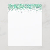 紙ティール(緑がかった色)グリッター第21パーティー招待状 チラシ (裏面)