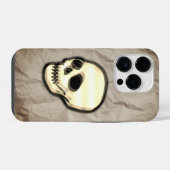紙テクスチャの背景のスカル iPhoneケース (裏面横)