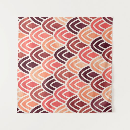 紙テクスチャ上のシームレスな幾何学的パターン タペストリー (正面(横))