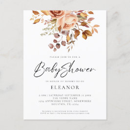 紙テラコッタ花模様ベビーシャワー招待状 インビテーションポストカード