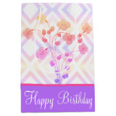 紙トートスタイル誕生日バッグ（ピンクと紫） ミディアムペーパーバッグ (正面)