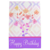 紙トートスタイル誕生日バッグ（ピンクと紫） ミディアムペーパーバッグ (裏面)