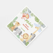 紙ナプキンかわいい動物と最初の誕生日。 スタンダードランチョンナプキン (角)