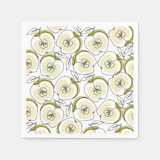 紙ナプキンとリンゴ描。 スタンダードカクテルナプキン (正面)