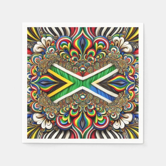 紙ナプキンと南アフリカカラーデザイン スタンダードカクテルナプキン (正面)