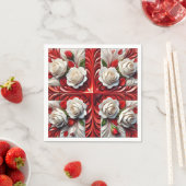 紙ナプキンと英語バラデザイン スタンダードカクテルナプキン (インサイチュ)