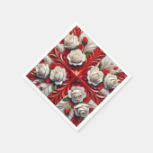 紙ナプキンと英語バラデザイン スタンダードカクテルナプキン (角)