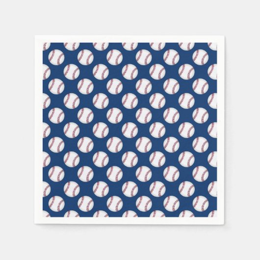 紙ナプキンと青い背景にベースボール スタンダードカクテルナプキン (正面)