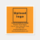 紙ナプキンにオレンジ色のビジネスブランド スタンダードカクテルナプキン (正面)