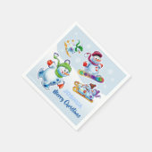 紙ナプキンのかわいいクリスマスの雪だるま スタンダードカクテルナプキン (角)