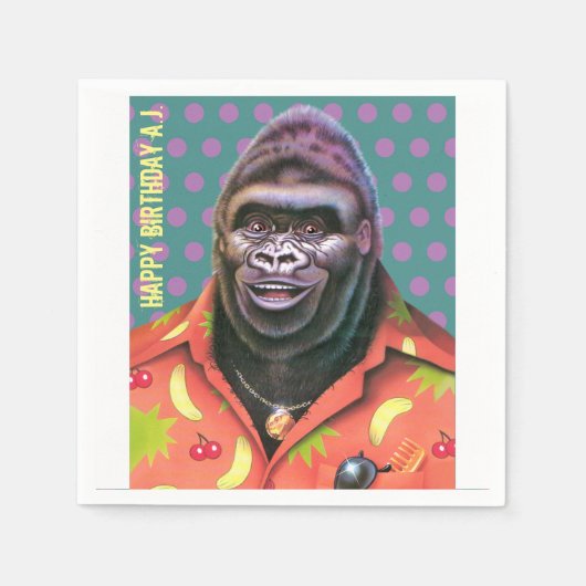 紙ナプキンの無駄なゴリラのデザイン スタンダードカクテルナプキン (正面)