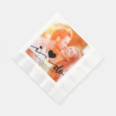 紙ナプキンを結婚している私はかわいいハートの写真をします 縁ありランチョンナプキン (角)