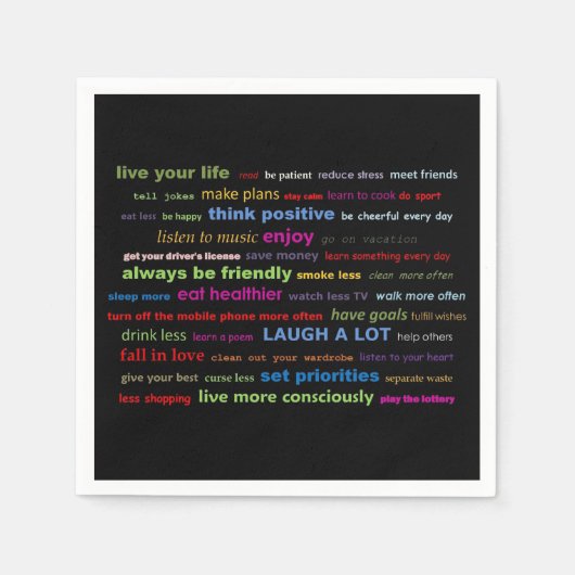 紙ナプキンカラフルやる気を起こさせる引用文 スタンダードカクテルナプキン (正面)