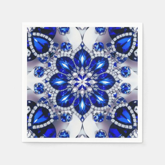 紙ナプキンスとブルーホワイトカラーデザイン スタンダードカクテルナプキン (正面)