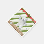 紙ナプキンスグリーンストライプティディベア スタンダードカクテルナプキン (角)