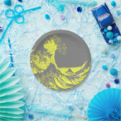 紙ナプキンスザ素晴らしウェーブイエロー&グレー ペーパープレート (パーティー)