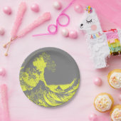 紙ナプキンスザ素晴らしウェーブイエロー&グレー ペーパープレート (パーティー)