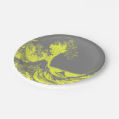 紙ナプキンスザ素晴らしウェーブイエロー&グレー ペーパープレート (アングル)