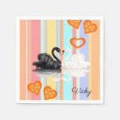 紙ナプキンスストライプスワンオレンジハート スタンダードカクテルナプキン (正面)