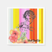 紙ナプキンスストライプズビクトリアン女性 スタンダードカクテルナプキン (正面)