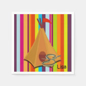 紙ナプキンスストライプテントキャンピングスネーク スタンダードカクテルナプキン (正面)