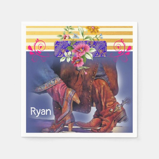 紙ナプキンスストライプ、踊りフローラ スタンダードカクテルナプキン (正面)