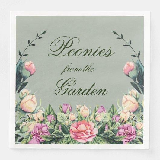 紙ナプキンスセット(50)庭の牡丹 (正面)