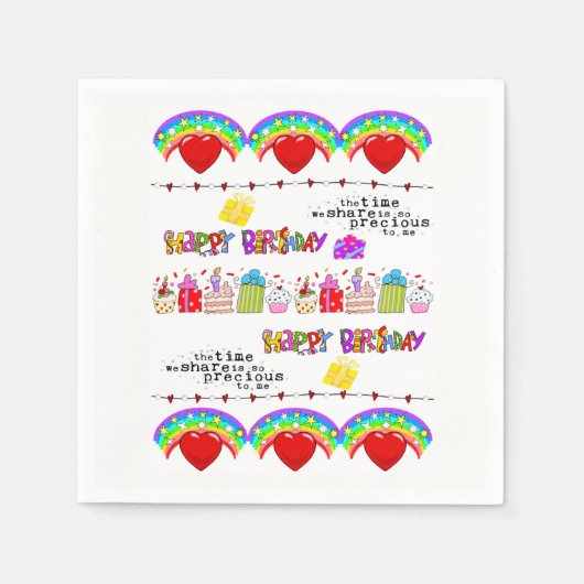 紙ナプキンスハッピーバレンタインデーハッピーバースデー スタンダードカクテルナプキン (正面)
