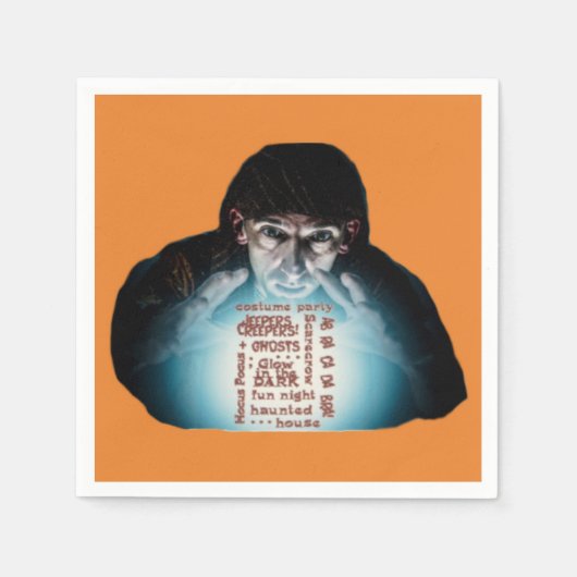 紙ナプキンスハロウィーン衣装パーティークリスタルボール スタンダードカクテルナプキン (正面)