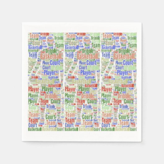 紙ナプキンスバスケットボールプレーヤー スタンダードカクテルナプキン (正面)
