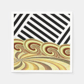 紙ナプキンスブラウン&イエローブラックストライプナプキンス スタンダードカクテルナプキン (正面)