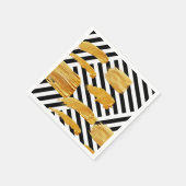 紙ナプキンスブラック&ホワイトストライプ金ゴールドナプキンス スタンダードカクテルナプキン (角)