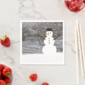 紙ナプキンス白かわいい素朴雪だるま スタンダードカクテルナプキン (インサイチュ)