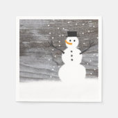 紙ナプキンス白かわいい素朴雪だるま スタンダードカクテルナプキン (正面)