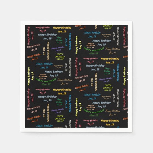 紙ナプキンス1月19誕生日 スタンダードカクテルナプキン (正面)