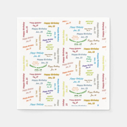 紙ナプキンス1月25誕生日 スタンダードカクテルナプキン (正面)