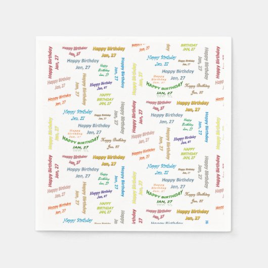 紙ナプキンス1月27誕生日 スタンダードカクテルナプキン (正面)