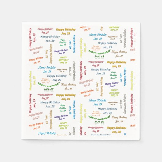 紙ナプキンス1月29誕生日 スタンダードカクテルナプキン (正面)